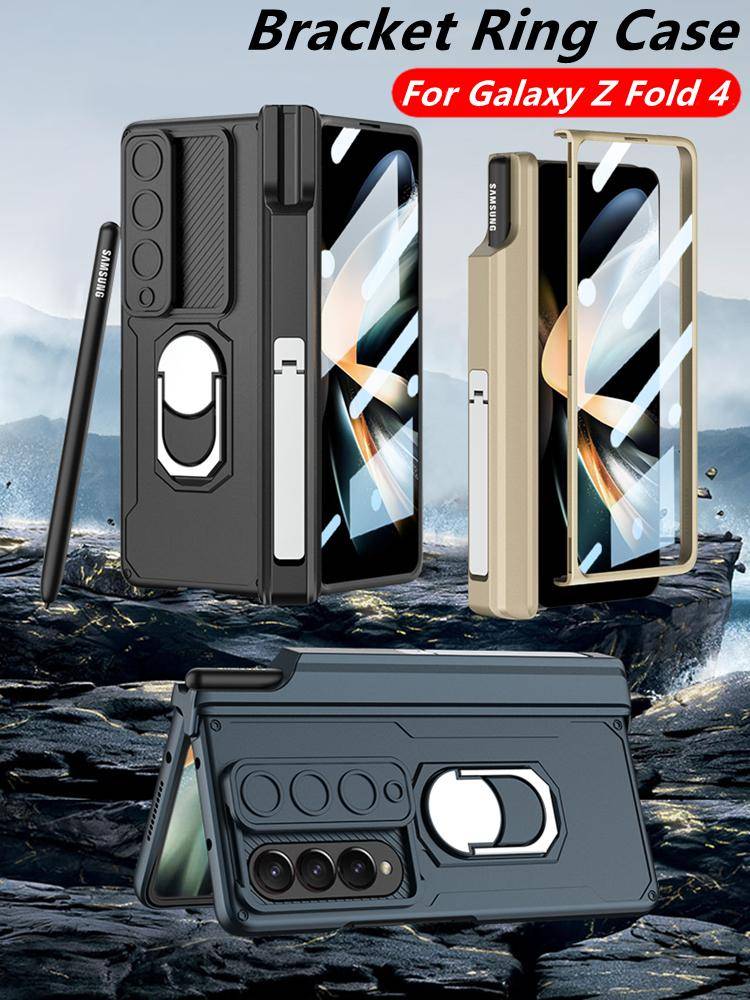För Samsung Galaxy Z Fold 4 5g Fodral 360 Full Anti Drop Magnetisk gångjärn Pennhållare Kickstand Hard Capa For Z Fold4