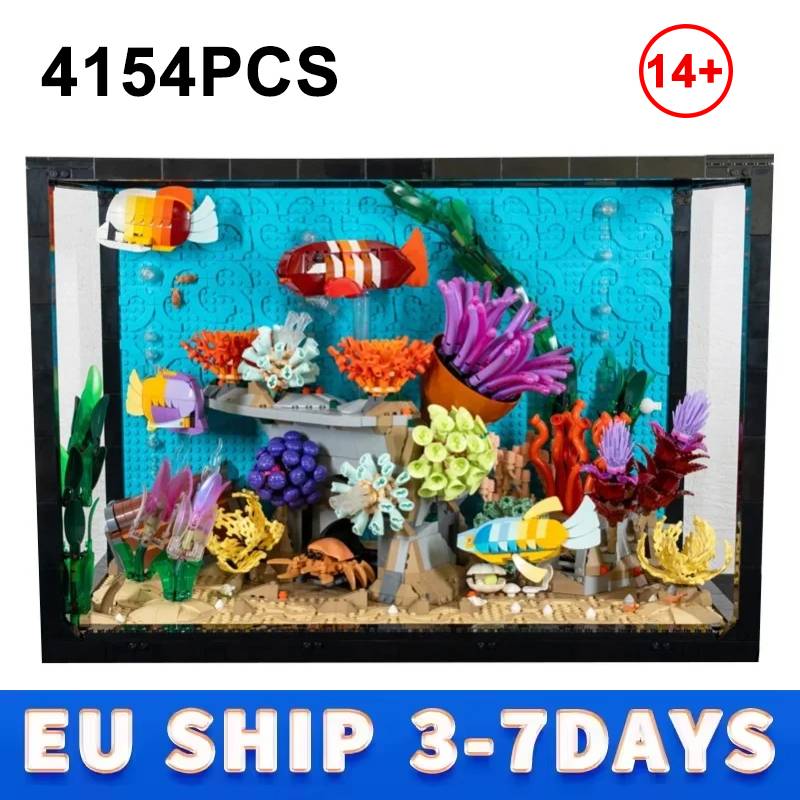 4154Pcs Tropical Aquariums Model Bricks Building Blocks Toys Fish Tank Decorative Patchwork Bricks Toy Set Adult Children's Gift