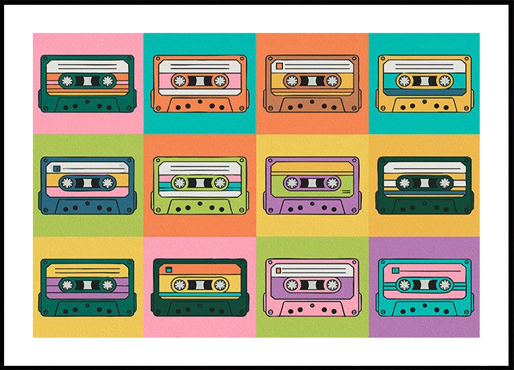 A Lot of Cassettes Plakat (40x50cm) - Plakater > Fotografiske Plakater, Vintage Plakater, Musikplakater
