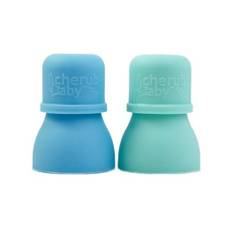 Cherub Baby - Silikonetud til madposer - m. rejseboks - CherubBaby Soft Spouts - Aqua/mint