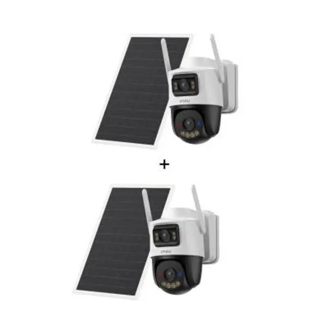 AOV Dual Kit 5+5MP - 10MP Dual-Lens WLAN & 4G Außenkamera mit Solarpanel & Always-On-Video - 2er-Set
