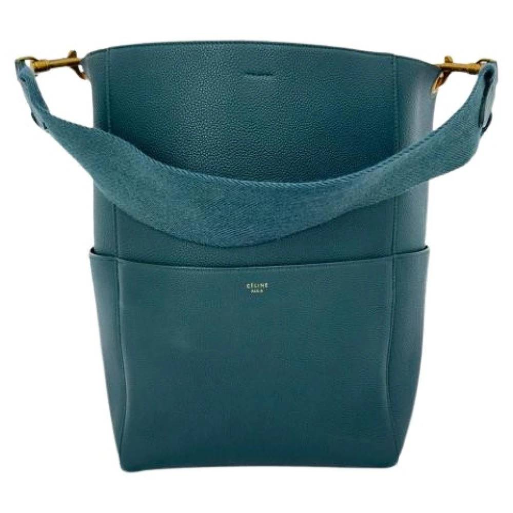 Celine Vintage Pre-owned Medium Sangle Bucket Bag - Vintage - Dame - Grøn - ONE SIZE - Uld
