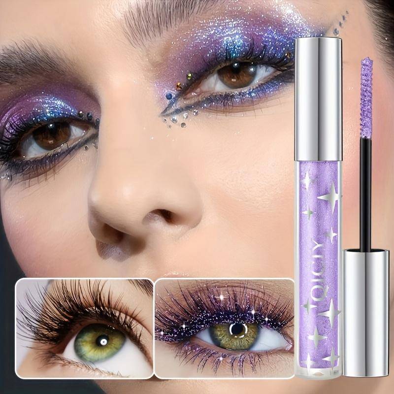 Glittrande Mascara Vattentät Kladdfri Ögon Svart med 3 Glittereffekter för Långvariga, Volymgivande Ögonfransar Glitter Mascara