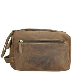Vintage Kulturbeutel Leder 23 cm