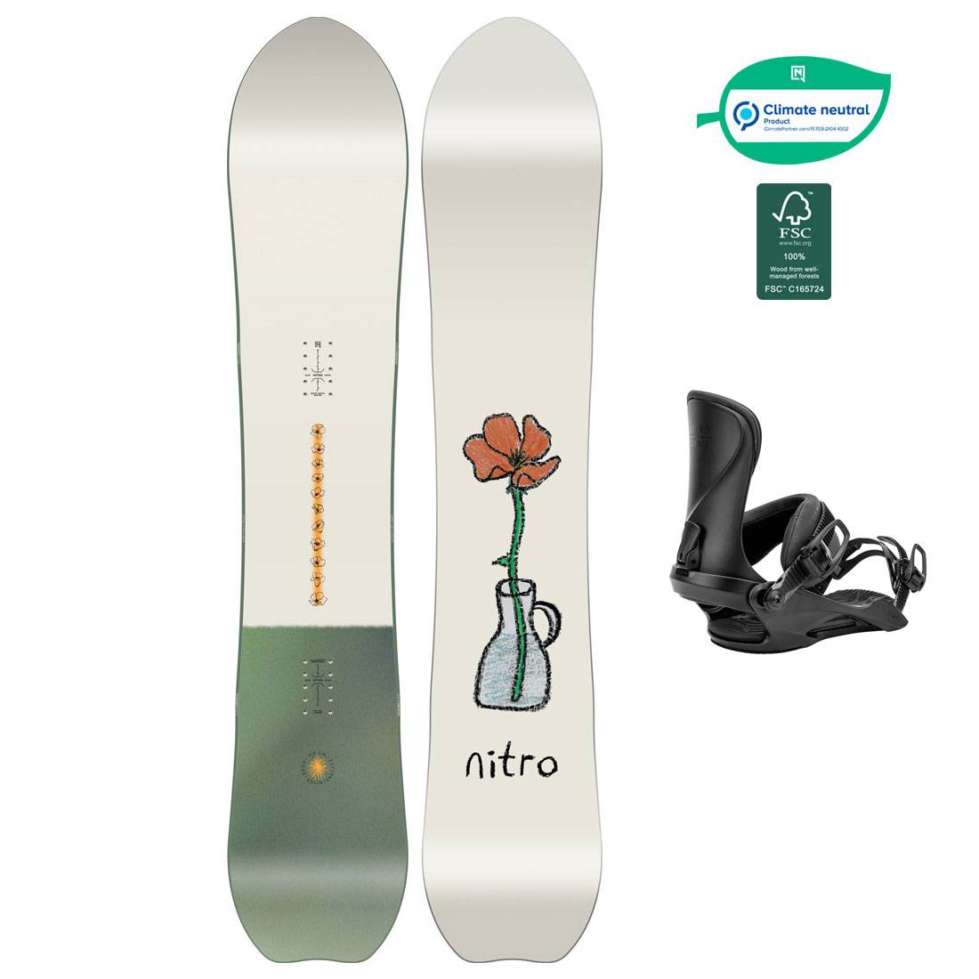 Nitro Snowboard Set - Drop 146 + Cosmic Ultra Black S/M