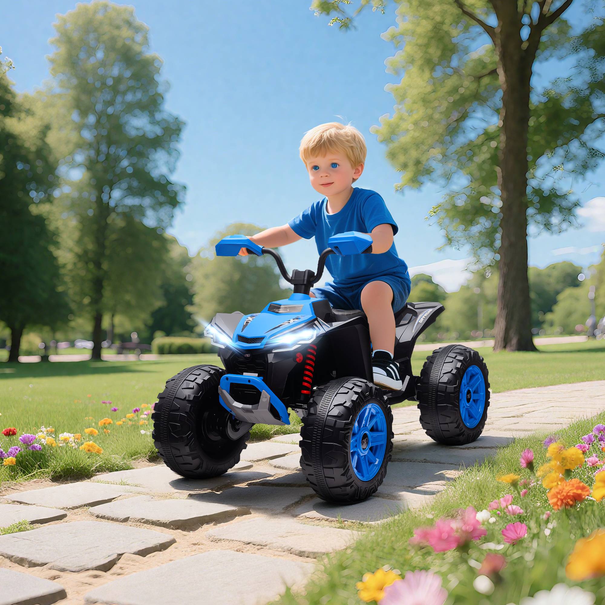 Børns Elektriske ATV, 24V Elbil med 4 Hjul, Forlygter, USB-Port, MP3-funktion, 6,5 km/t, 3-8 År.