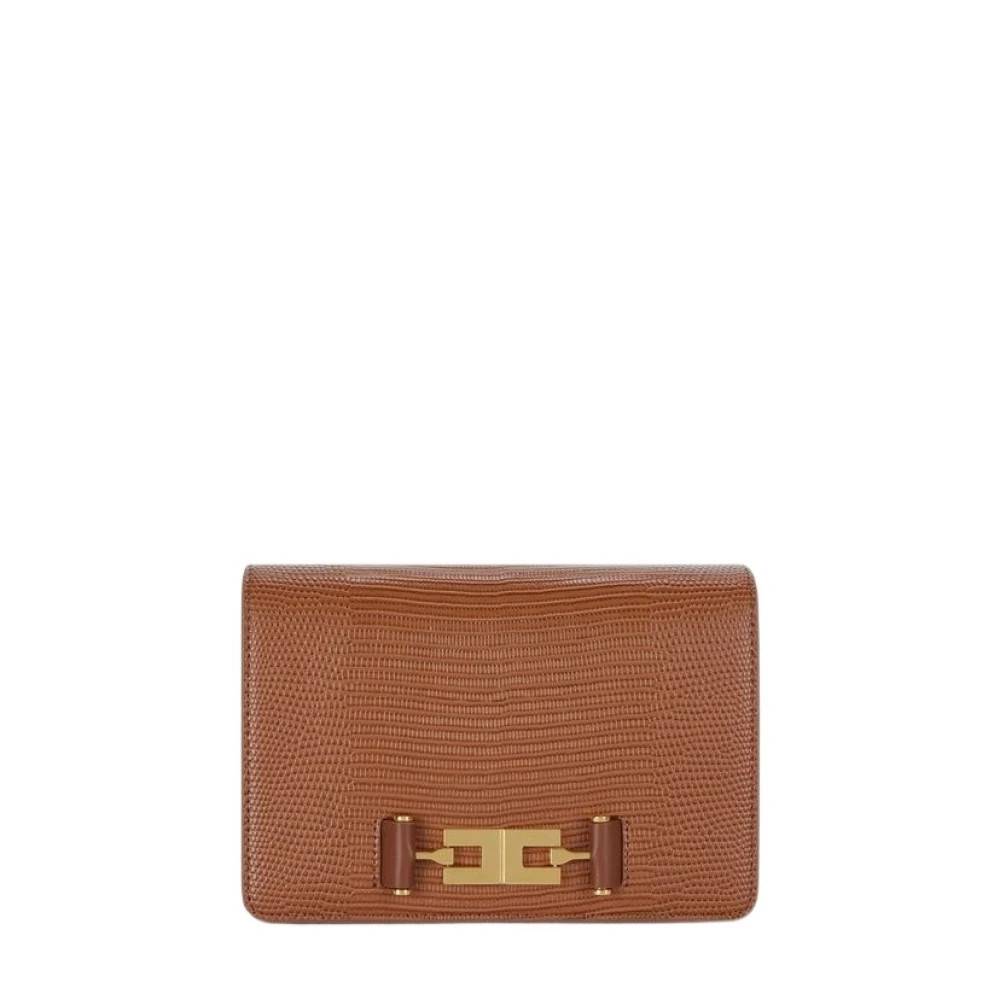 Elisabetta Franchi Tracolla con catena Groumette - Tasker - Dame - Brun - ONE SIZE - Bomuld