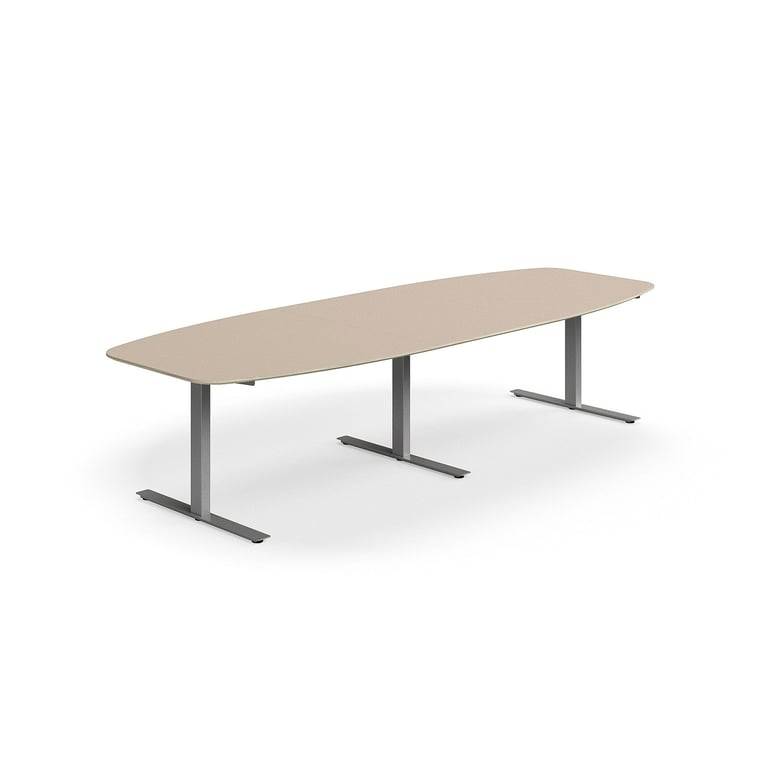 Konferensbord NOVUS, T-stativ, 3200x1200 mm, silver/lergrå