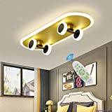 Guld taklampa LED dimbar barnrum skateboard lampa sovrumsdekoration pojkar T tonårsrum modern design för badrum vardagsrum vägg fjärrkontroll hängande lampa (A)