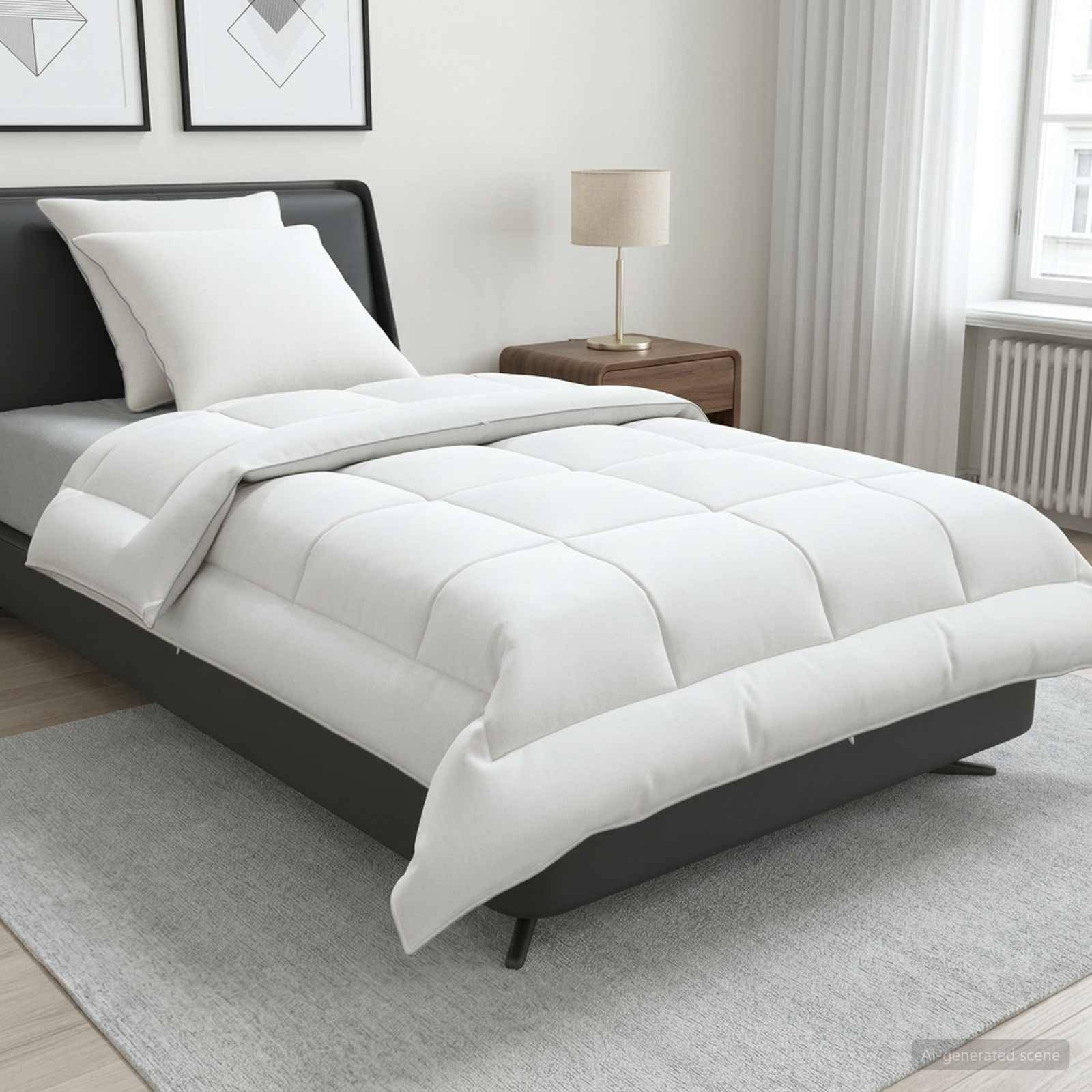 vidaXL Täcke och kudde set 3 pcs 140x220 cm Sommar 200 GSM Ull Vit