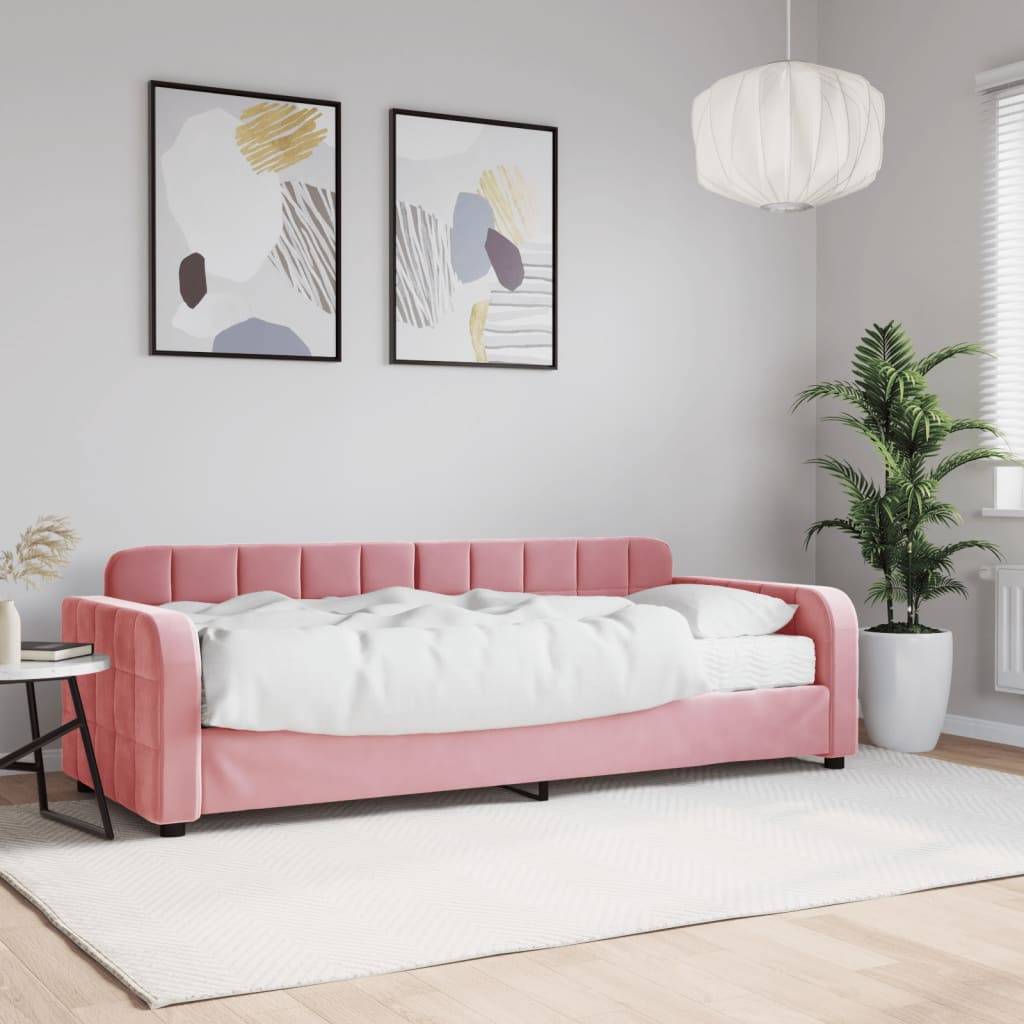 vidaXL daybed med madras 80x200 cm velour pink