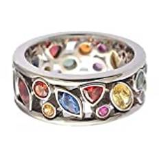 Abonda Kristall kvartsring, färgglad zirkon fidget-spinner ring, mode rund roterande ring, mode snurrande ringar, ångestring smycken för kvinnor