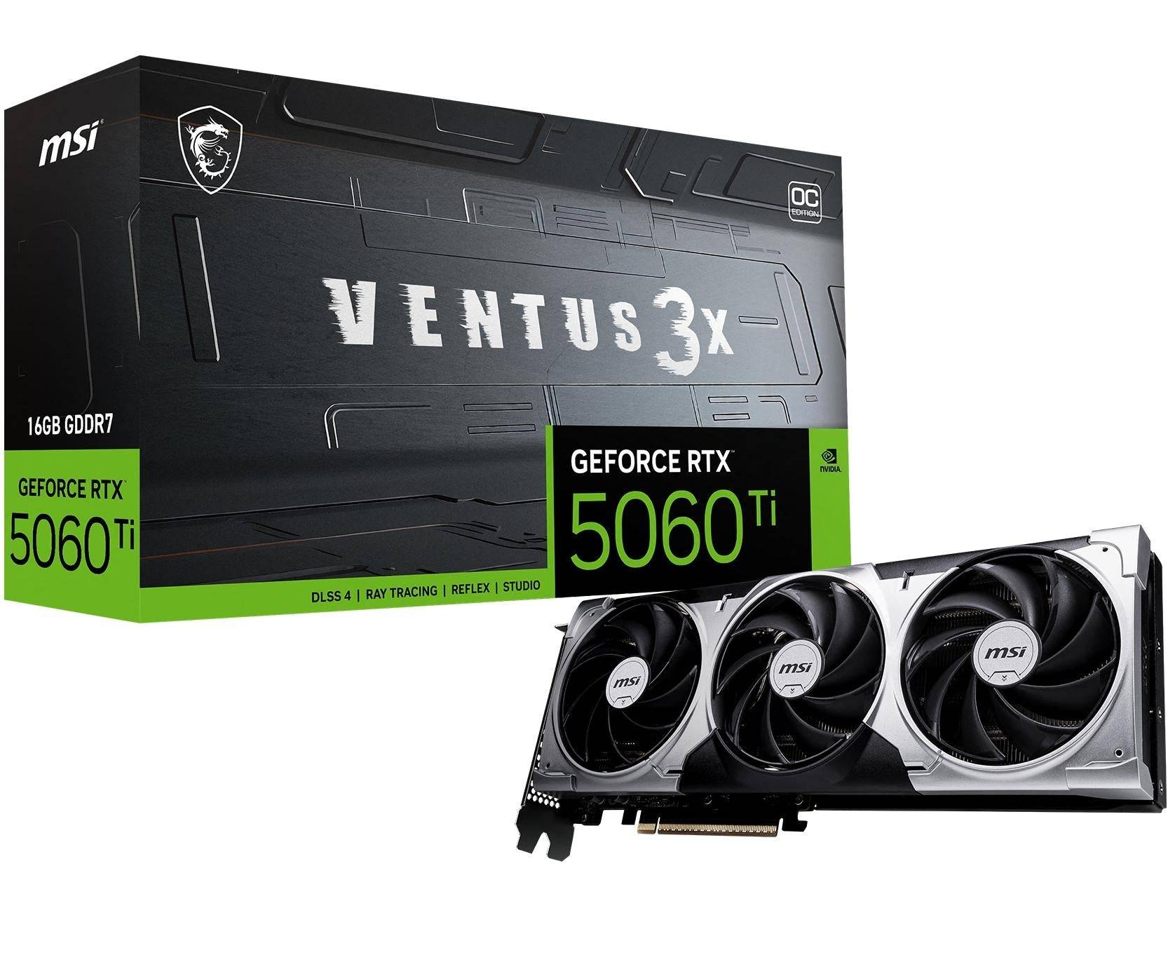 MSI GeForce 5060 Ti 16GB Ventus 3X OC Grafikkort - Forventet levering: 5 hverdage