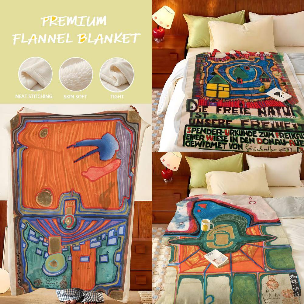 Artist F-Friedensreich H-Hundertwasser Pläd Flanellpläd, Lätt Mysig, Slitstark Tvättbar söt Cool