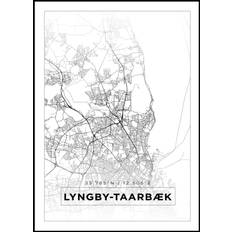 Karta - Lyngby-Taarbæk - Vit Poster (21x29.7 cm (A4))