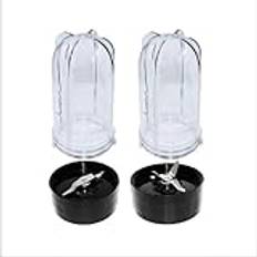 Vuzmode 2-pack 16OZ långa koppar med kors- och plattbladskombination, for Magic Bullet Blender Juicer 250W MB-1001 Blenderextraktionsblad