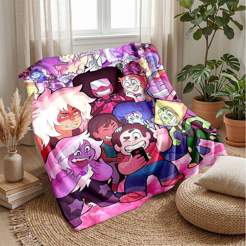 Steven Universe Tryckt Flanellfilt Hudvänlig Varm Dekorativ Pläd för Inomhus Soffa Säng Daglig Användning