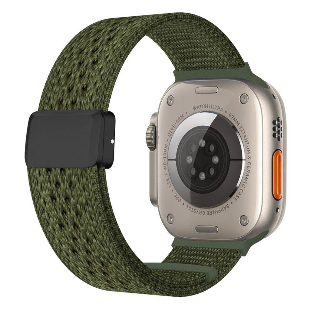 Apple Watch 49/46/44/42mm Klockarmband i nylon spetsdesign - Armégrön