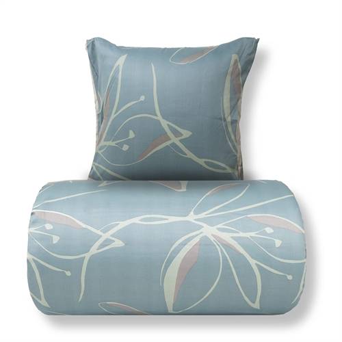 Dubbelt påslakanset 200x220 cm - 100% bomullssatin - Iris - Grönt blommönster.