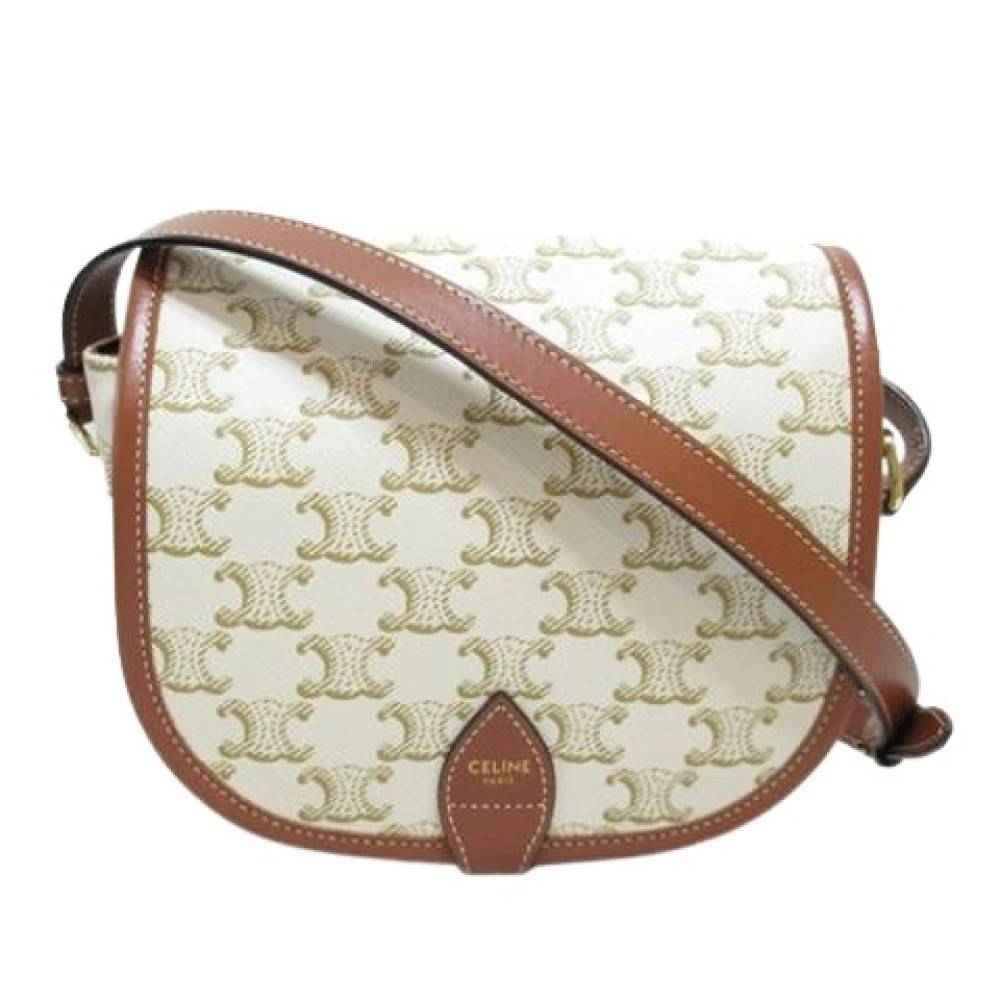 Celine Vintage Pre-owned Vintage Canvas Crossbody Bag - Vintage - Dame - Hvid - ONE SIZE - Læder
