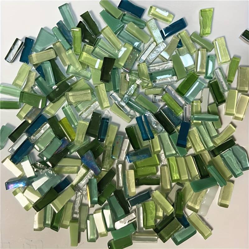 TEMU 70pcs Irregular Long Strip Crystal Glass Mosaic Mosaic Tiles No Cutting Required For Mosaic Art And Wall Decoration Craft Supplies