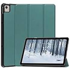 Tri-Folding Stand Magnetic Flip Tablet Cover Lämplig for Nokia T21 10,4 tum TA-1495 2022 Tablet PU Läderfodral(Green)