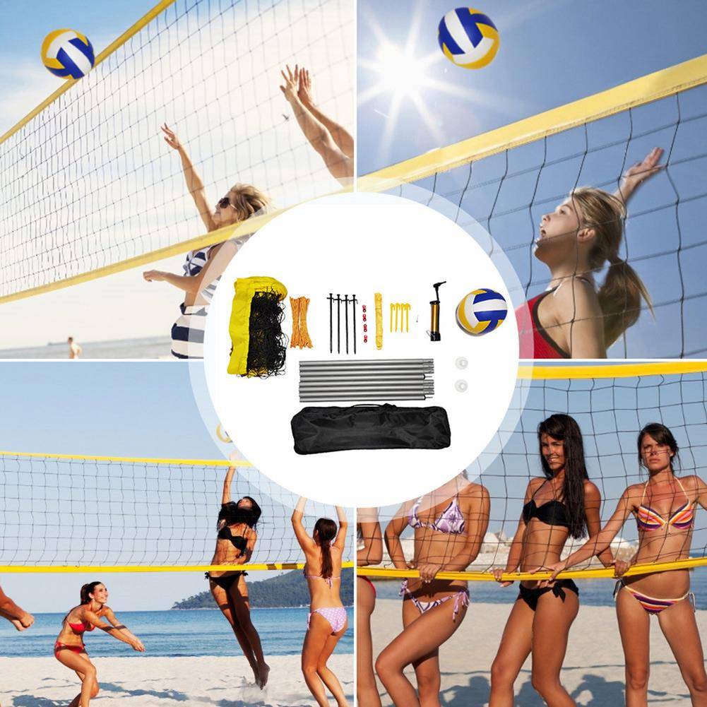 Utomhus Strandvolleybollnät Kombo Set Enkel Montering Volleybollnät För Utomhus Inomhus Trädgård Bakgård Träning Sport Vuxen Barn