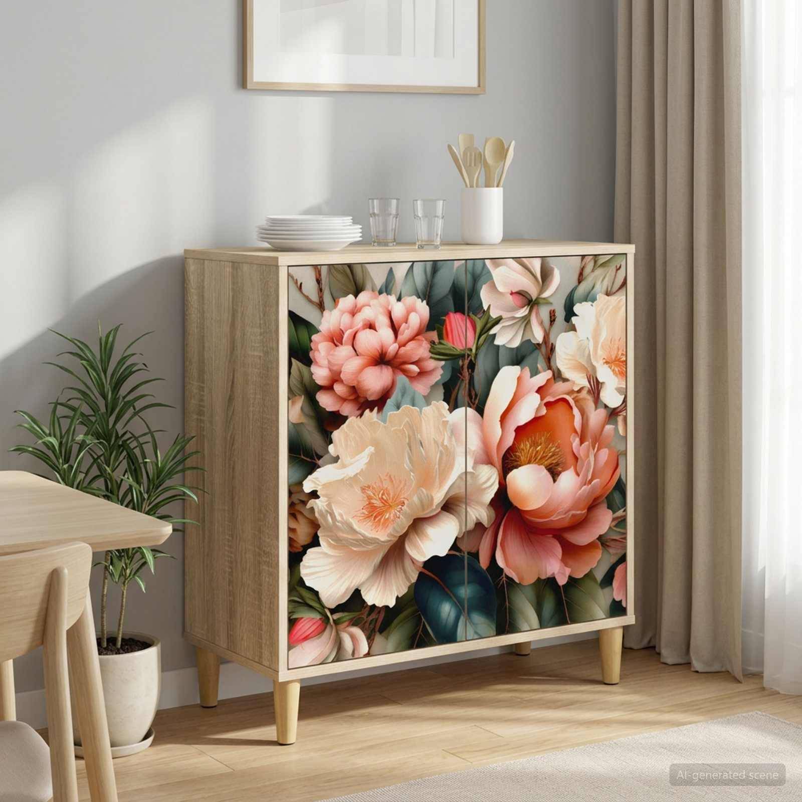 Sideboard BORNE Sonoma-eg 69 x 33 x 75 cm Konstrueret træ