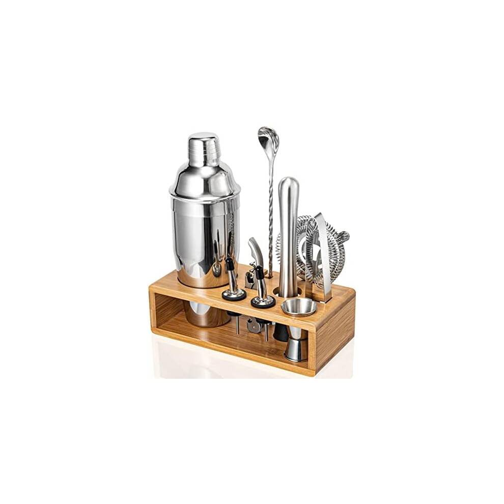 Cocktail Shaker Sæt Bambus Stativ 10-delt