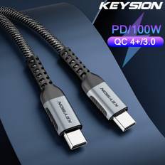 KEYSION USB C To USB Type C Cable 20V/5A 100W PD Fast Charger QC 4.0 Cord Usb C Cable for Xiaomi Samsung Huawei Macbook Pro iPad 1m grå