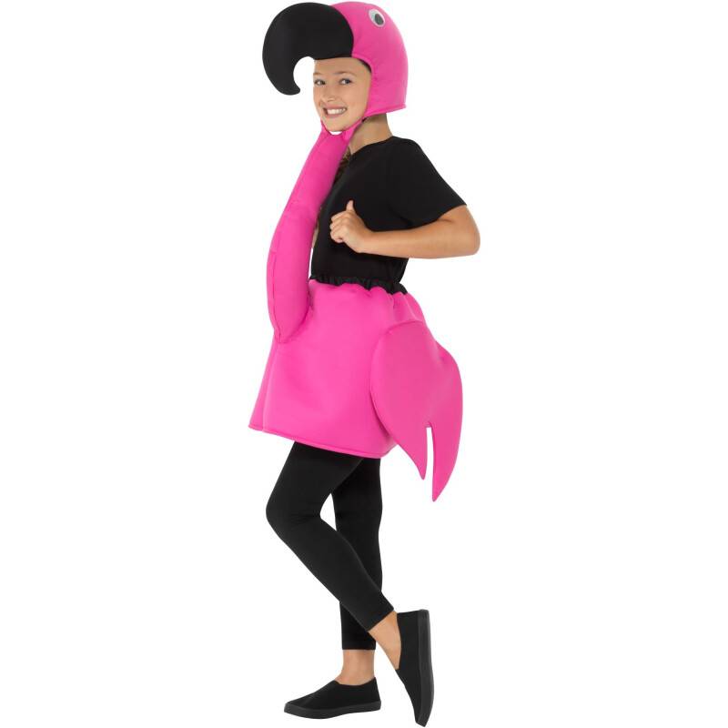 Smiffys Flamingo-Kostüm, Rosa, mit Hals & Kapuze