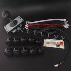 Diy arcade joystick kit 5 pin joystick arcade sanwa tryckknapp nollf&#xF6;rdr&#xF6;jning usb-kort med ledningar f&#xF6;r pc joystickplatta - Svart