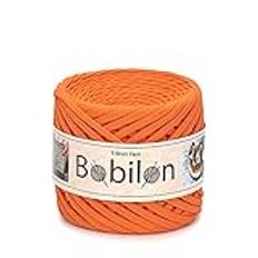 T-Shirt garn Fettuci Zpagetti boll, 3-5 mm T-skjorta garn för virkning stickning, mask öronband, T-garn ekologisk bomull, makramé T-garn, jerseygarn - orange