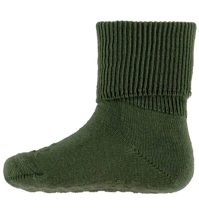 GoBabyGo Skridsikre Strømper - Uld - Olivine - GoBabyGo - 27/30 - Strømper