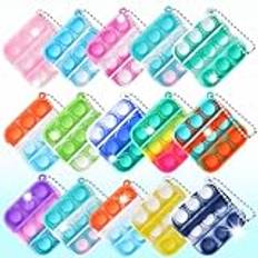 OGNI ORA 15 stycken mini silikonnyckelknippa leksaker, mini klämma pop push it fidget leksaker, leksak med nyckelring, Poppet Bubble Finger Toys stresslindring anti-ångest för barn och vuxna