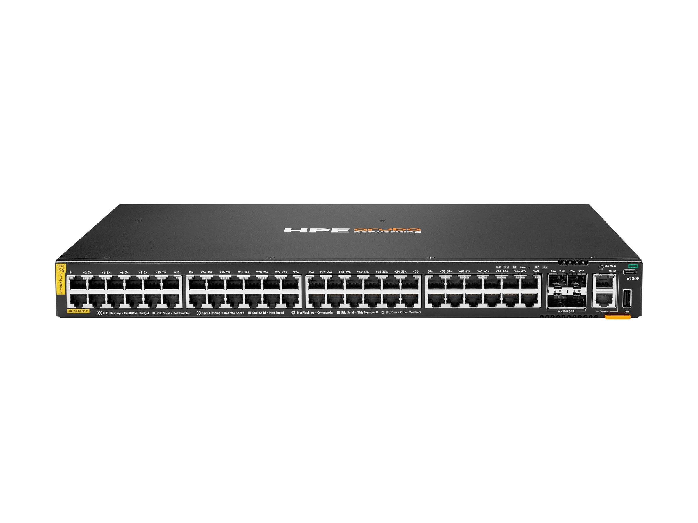 HPE Aruba Networking CX 6200F 48G Class4 PoE 4SFP+ 740W Switch Switch 48-porte Gigabit Ethernet PoE+ --> I externt lager, forväntat leveransdatum hos dig 09-03-2026