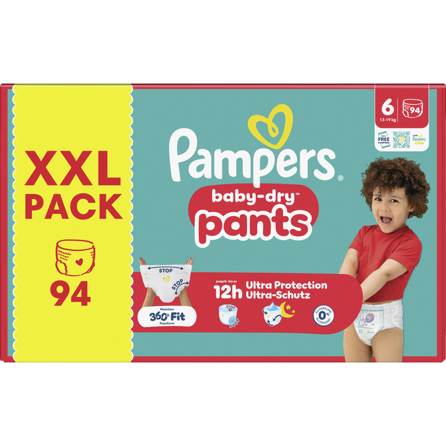 Pampers Baby Dry-pants, str. 6, ekstra large (13-19 kg) XXL-pakke, 94 stk.