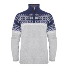 Gridarmor Women's Snøkrystall Half Zip Ullgenser Light Grey/Dark Navy/White, Lt. Grey/Dk Navy/White, S