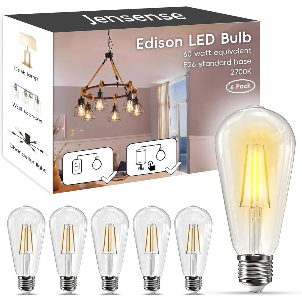VintaYANTON Edison E26 pære 7W 2700K 800LM CRI90 6-pak