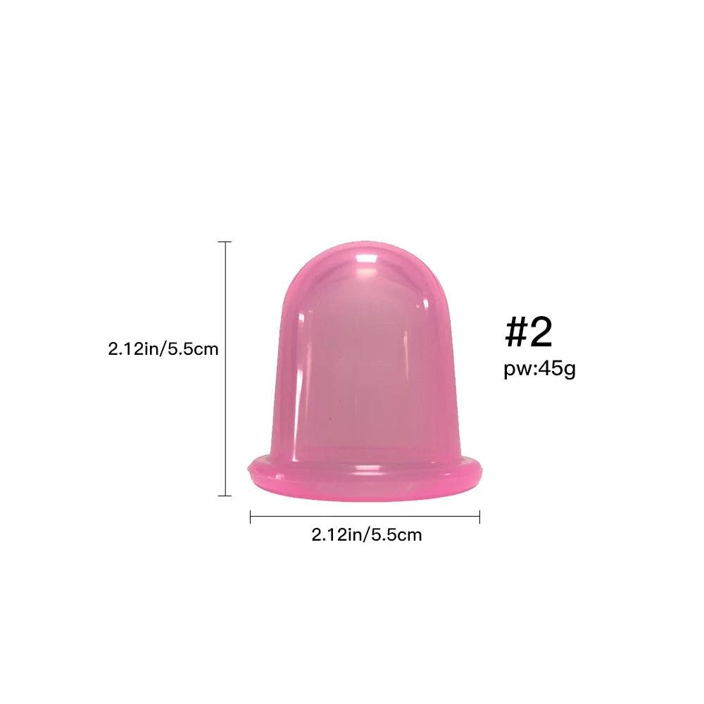 Silicone Vacuum Cupping Massage Jars Anti Cellulite - Pink-2