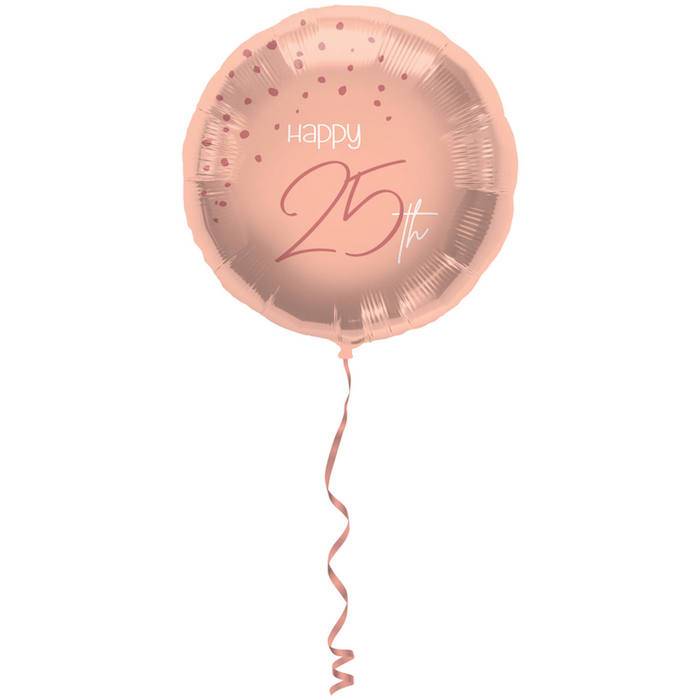 "Happy 25th" Folie Ballon Rosa - 45 cm.