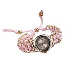 Ainiyo armbandsur damklockor smycken kvartsklocka pärlarmband rostfritt stål armband födelsedagspresent mode flickor kvinnor mor bästa vän damer armbandsur jul karneval presenter, #02-rosa,