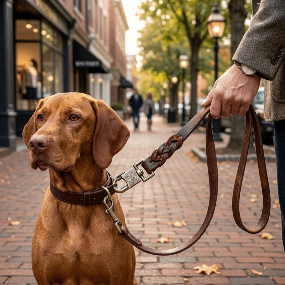Bred Rem Stor Hundkoppel Äkta Koskinn Fårhundskoppel Användning för Mellanstora Stora Hundar black