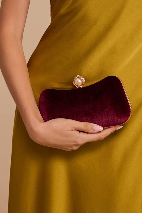 Date Night Burgundy Velvet Clutch
