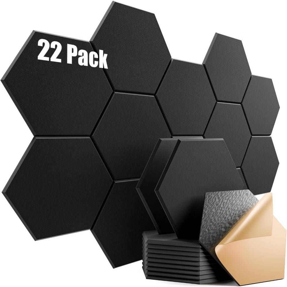 TEMU 22 Pack Self-adhesive Acoustic Panels 12" X 10" X 0.4" - Sound Proof Foam Panels With High Density, Hexagonal Design, Noise And Eliminate