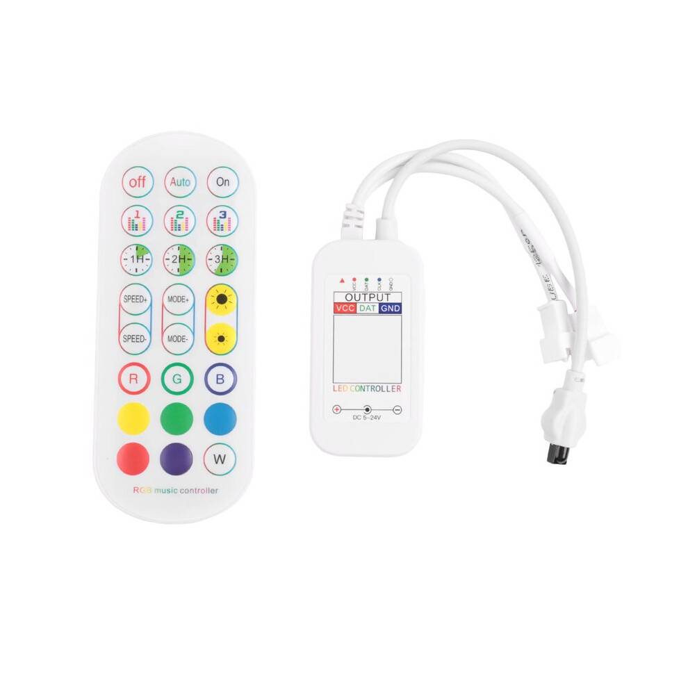 WS2812B Controller för Adresserbar LED Strip Ljus 5050 RGB LED Tape 24 Key Remote Music Controller