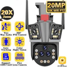 New Ultra 20MP 10K WIFI Surveillance Camera Outdoor Five Lens Camera PTZ 20X PTZ Zoom Smart Home Human Tracking Wireless CCTV Camera 20MP EU Plug