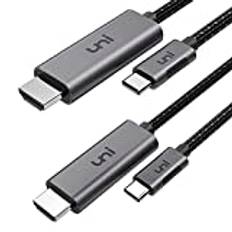 uni 2-pack USB C till HDMI-kabel för hemmakontor (4K @60Hz), 1,8 m/6 fot typ-C till HDMI-kabel [Thunderbolt 3] kompatibel med MacBook Pro, MacBook Air, iPad Pro, Surface Book med mera