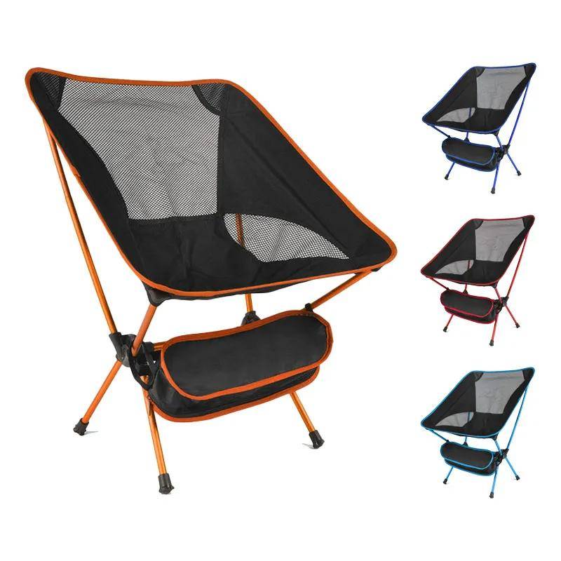 Utomhus Bärbar Fällstol Ultralätt Camping Fiske Strandstolar för Grillning Resor Strand Vandring Picknick Sittverktyg Möbler black
