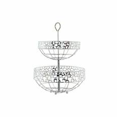 Fruktskål DKD Home Decor Silver Metall Virágok (28 x 28 x 39 cm)